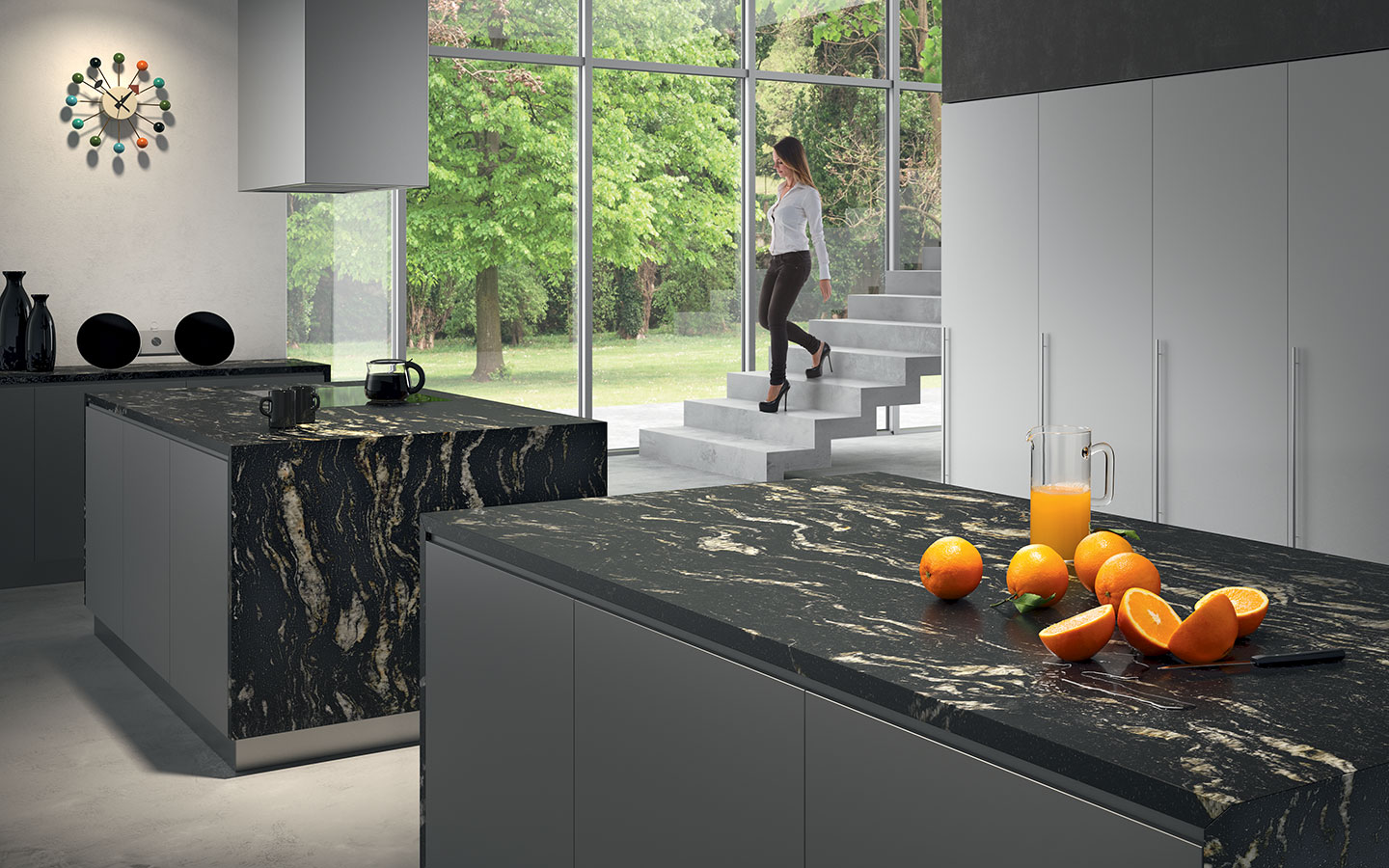 R11 002 Black Cosmic Highlight Aeon Stone Tile Granite